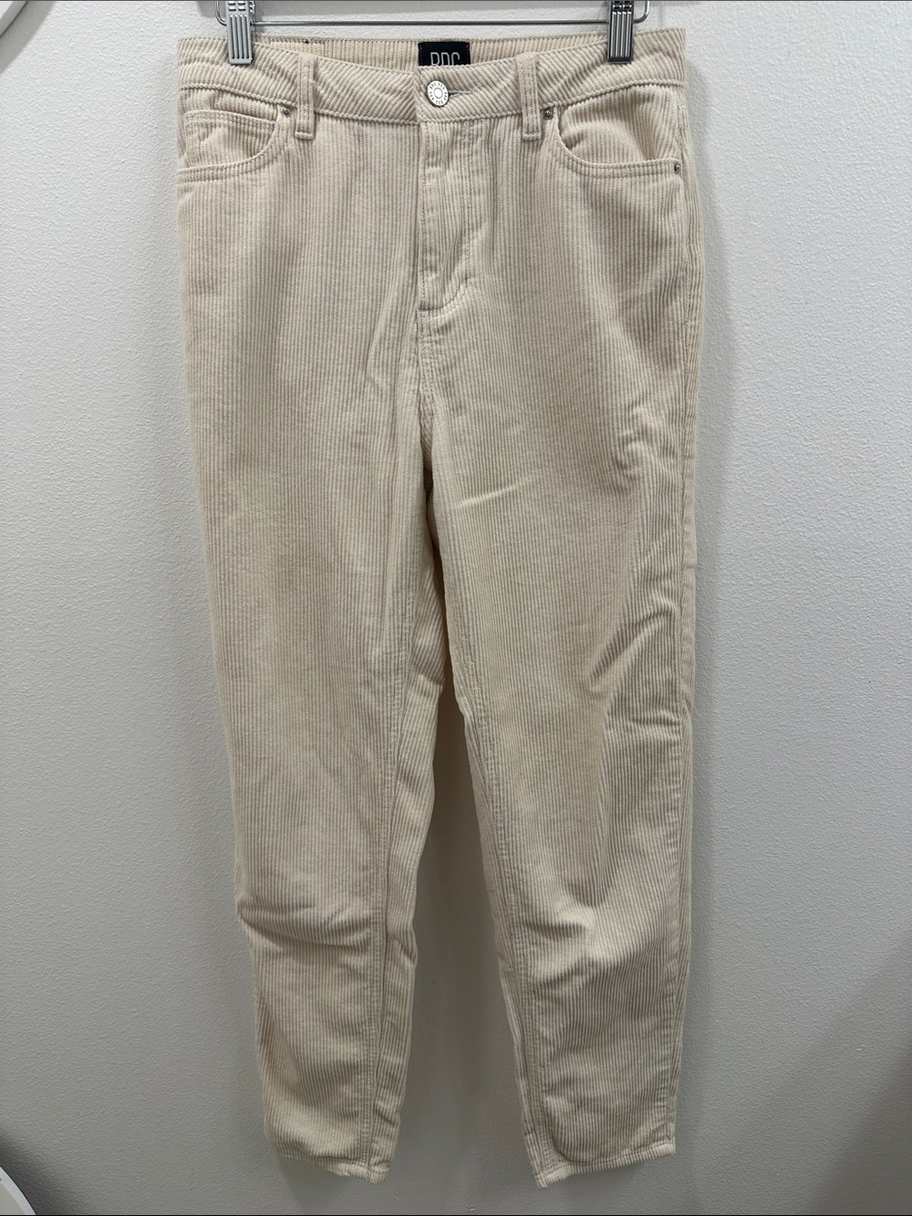 Preppy BDG Straight-Leg Corduroy Mom High Rise Jeans in Light Cream